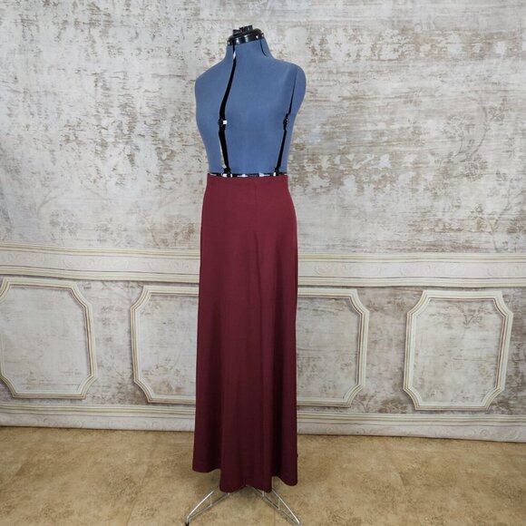 Vintage 1970s Burgundy Maxi Skirt Long Flowy Whimsigoth Medium Maroon Red VTG - Picture 3 of 8
